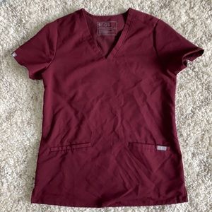 FIGS Casma scrub top XS burgundy